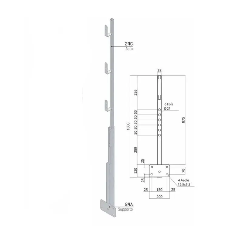 Parapetto per armatura solai con base verticale- 24AC – Sicurezza in Cantiere