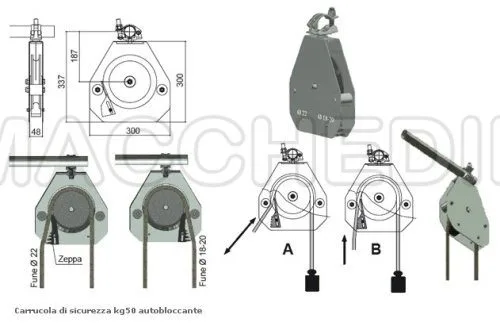 specifiche carrucola con bloccaggio