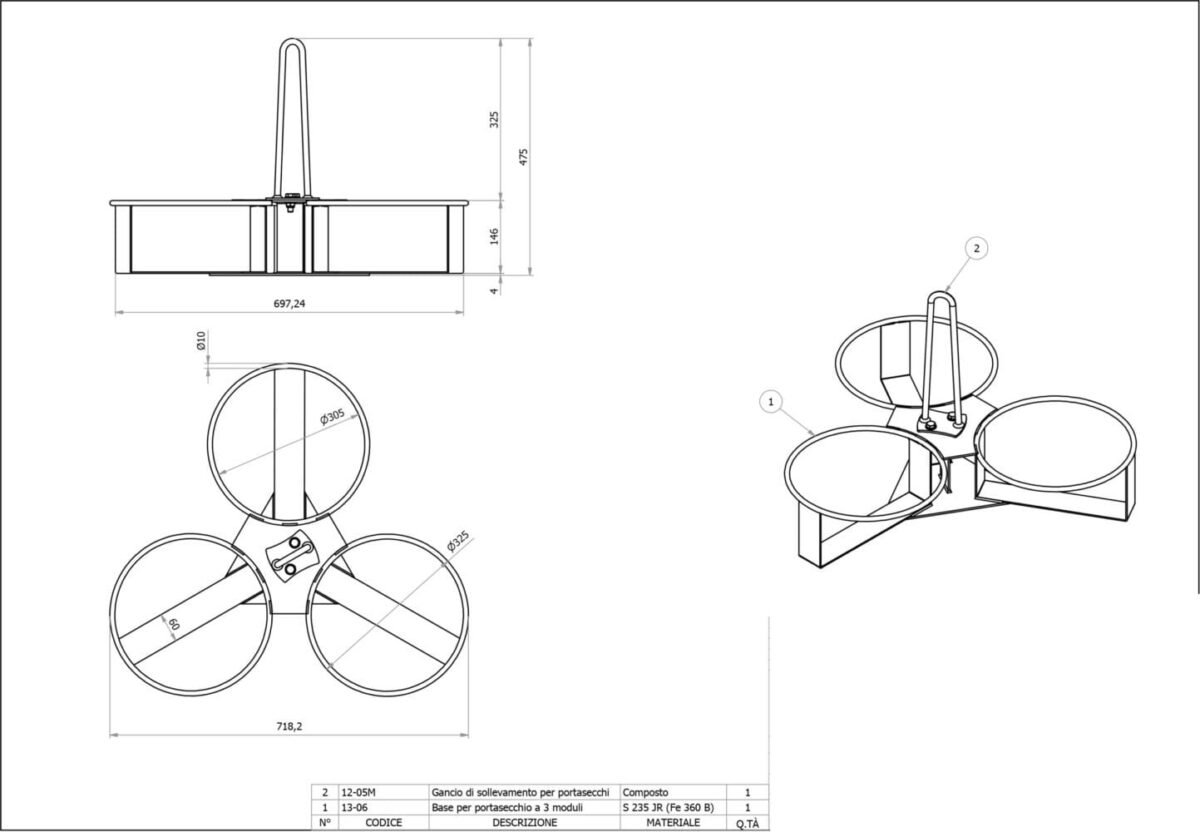 Portasecchio per elevatori / Supporto secchi per argani - immagine 4
