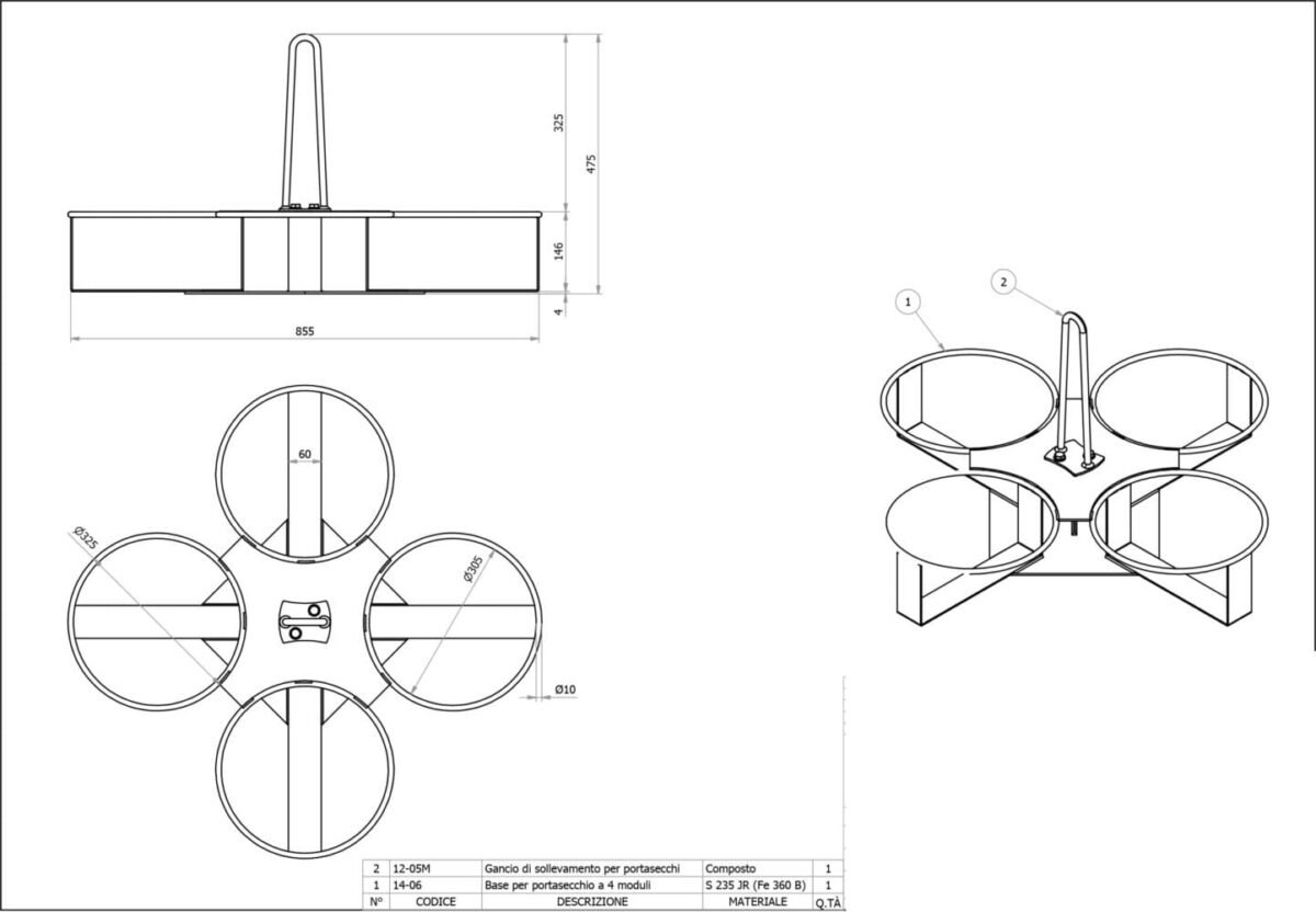 Portasecchio per elevatori / Supporto secchi per argani - immagine 5