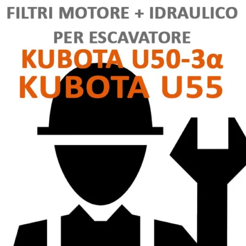 Kit Tagliando per Escavatore Kubota U50 e U55- filtri motore e idraulico originali