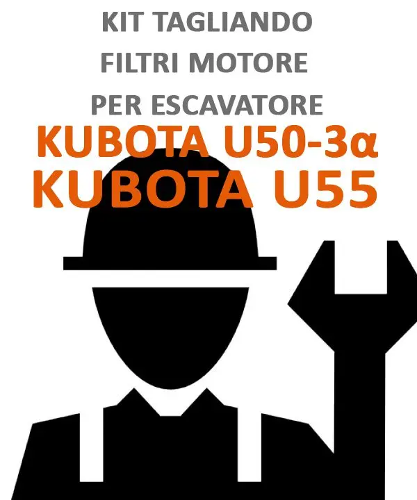 Kit Tagliando Motore Originale Kubota per U50 e U55 – filtri originali – Officina, Sollevamento e Ricambi