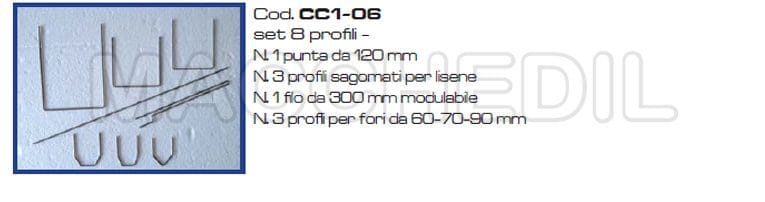 set 8 profili per coltello a caldo hot knife, profili sagomati, filo da 300mm e profili per fori