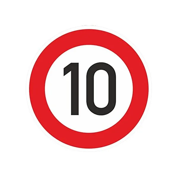 Cartello "Limite Massimo di Velocità 10 Km/h"  -∅ 60 cm - in metallo