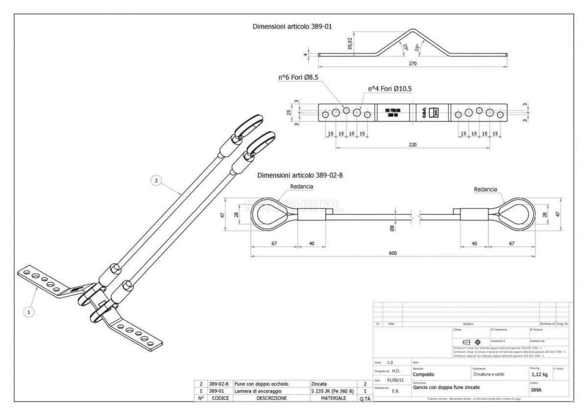 Gancio Sottotegola Tipo A con Doppia Fune - immagine 2