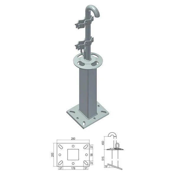 Torretta linea vita indeformabile tetto inclinato 404-50A con porta antenna – Sicurezza in Cantiere