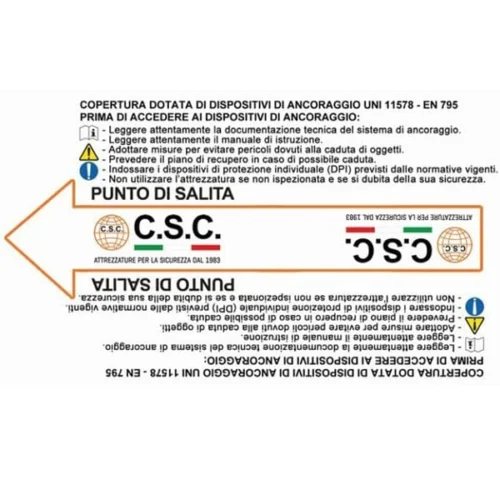 Cartello "punto di salita" per linea vita