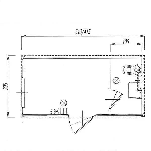 Monoblocco 4 metri uso ufficio serie LC40S – box ufficio con bagno – Logistica ed Igiene