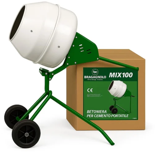 Betoniera elettrica Bragagnolo MX100 / – 100 Litri – 0,4 HP – Cantieri e Costruzioni