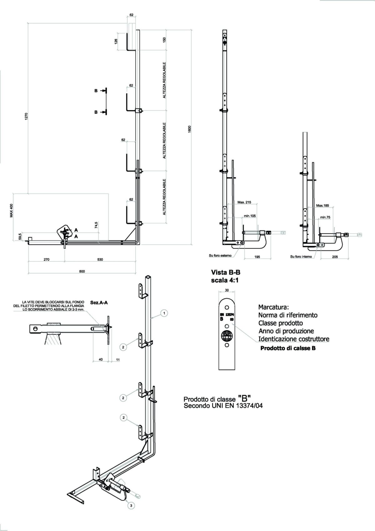 Parapetto per legno 112HZ frontale 90° - immagine 3