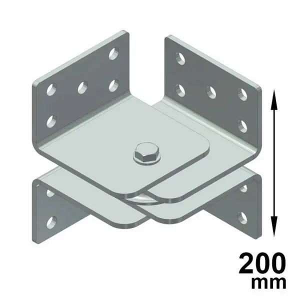 Ancoraggio angolo interno variabile tipo C per linea vita – Zincato o Inox – Sicurezza in Cantiere