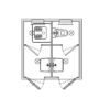Soluzione M/F – Monoblocco Serie LC40 243×243 con Doppio Servizio Uomini/Donne – Logistica ed Igiene
