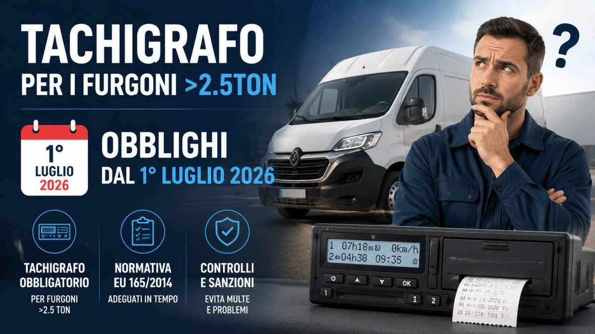 Tachigrafo obbligatorio sui furgoni oltre 2.5 ton: cosa cambia davvero dal 1° luglio 2026