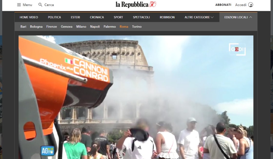 Avete visto i cannoni che raffrescano Roma? Sono i Cannoni Conrad progettati da Mantovana Macchedil