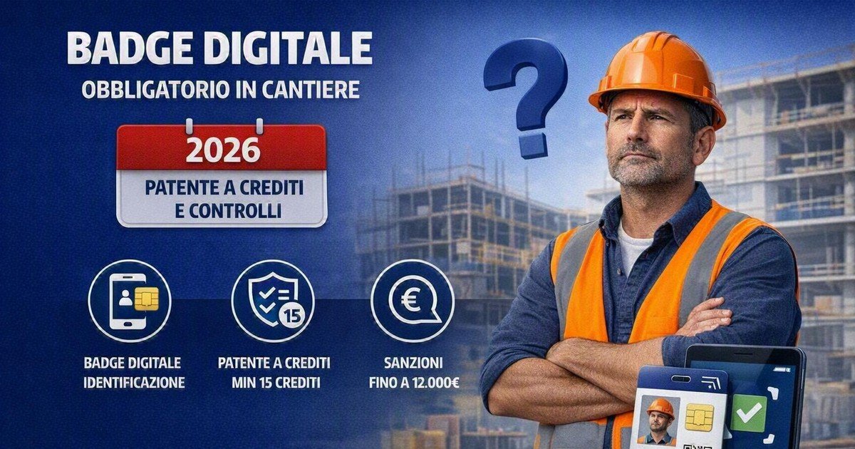 Badge digitale di cantiere obbligatorio 2026: patente a crediti e controlli