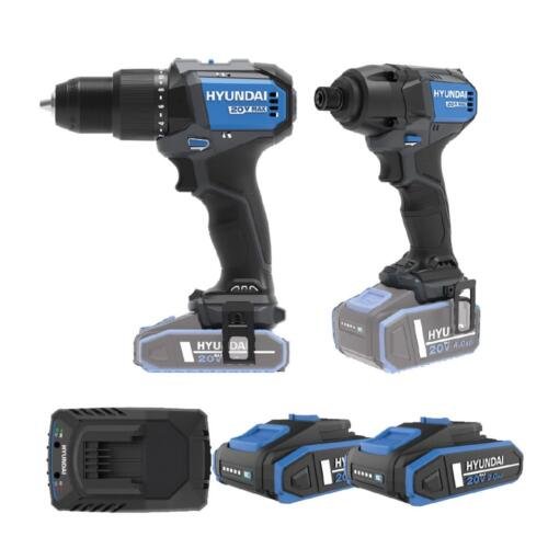 Kit combo Hyundai 20V trapano a percussione e avvitatore a impulsi con 2 batterie