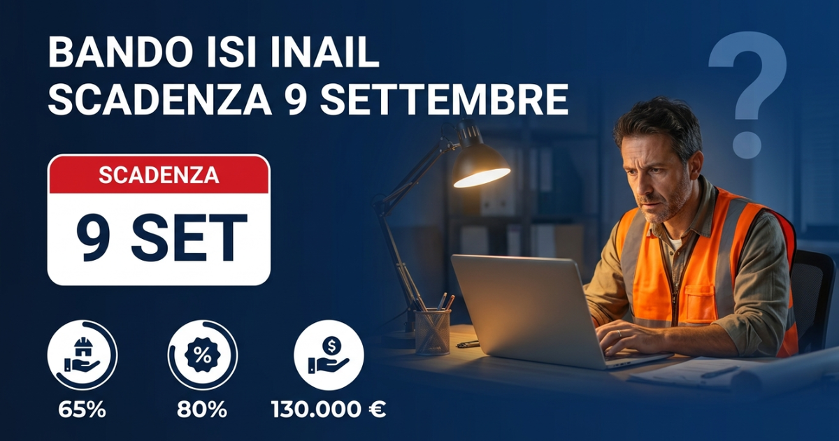 Bando ISI INAIL: chi è negli elenchi ha tempo fino al 9 settembre