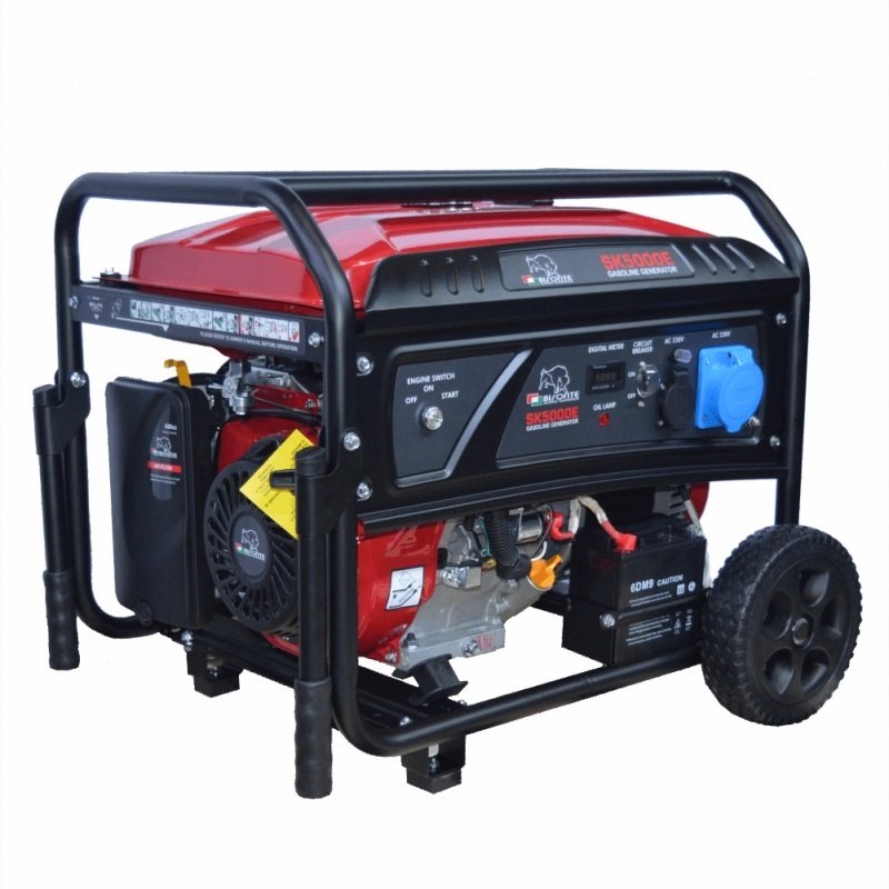 Generatore Bisonte SK5000E su ruote, vista laterale del pannello comandi