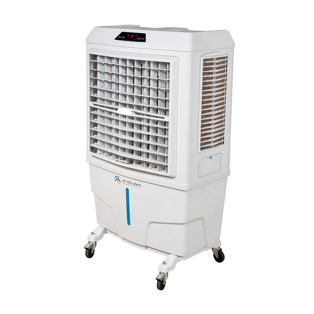 Raffrescatore evaporativo portatile A-Clima 1 su ruote con griglia frontale e display