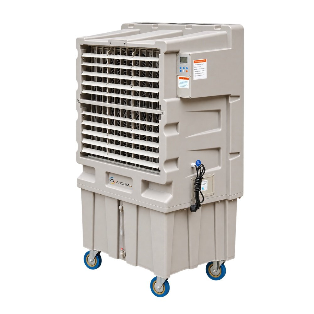 Raffrescatore evaporativo industriale A-Clima 2 con scocca rinforzata su carrello