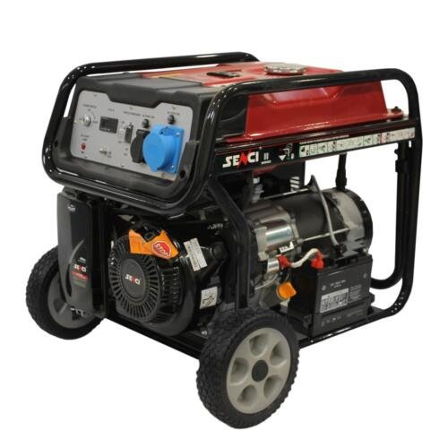 Generatore di corrente monofase a benzina Senci SC10000-E da 8,5 kW potenza massima con avviamento elettrico a chiave e ruote di movimentazione