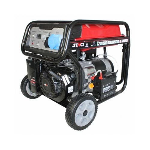 Generatore di corrente a benzina Senci SC6000-E da 5,5 kW potenza massima con avviamento elettrico a chiave batteria e carrello