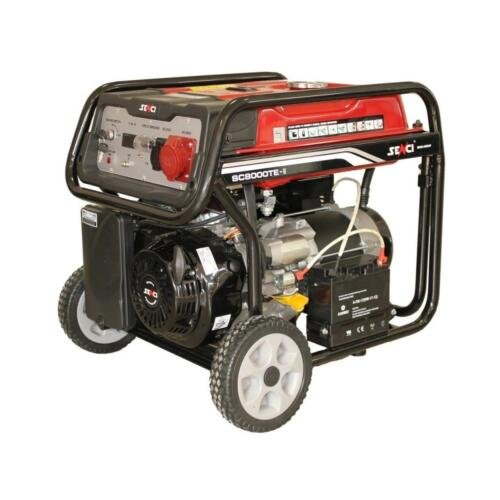Generatore di corrente trifase Senci SC8000-TE da 7,0 kW 400V e 230V con presa CEE 400V avviamento elettrico e carrello
