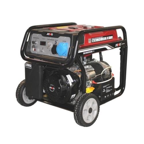 Generatore di corrente monofase a benzina Senci SC8000-E da 7,0 kW potenza massima con avviamento elettrico ruote e presa CEE 32A